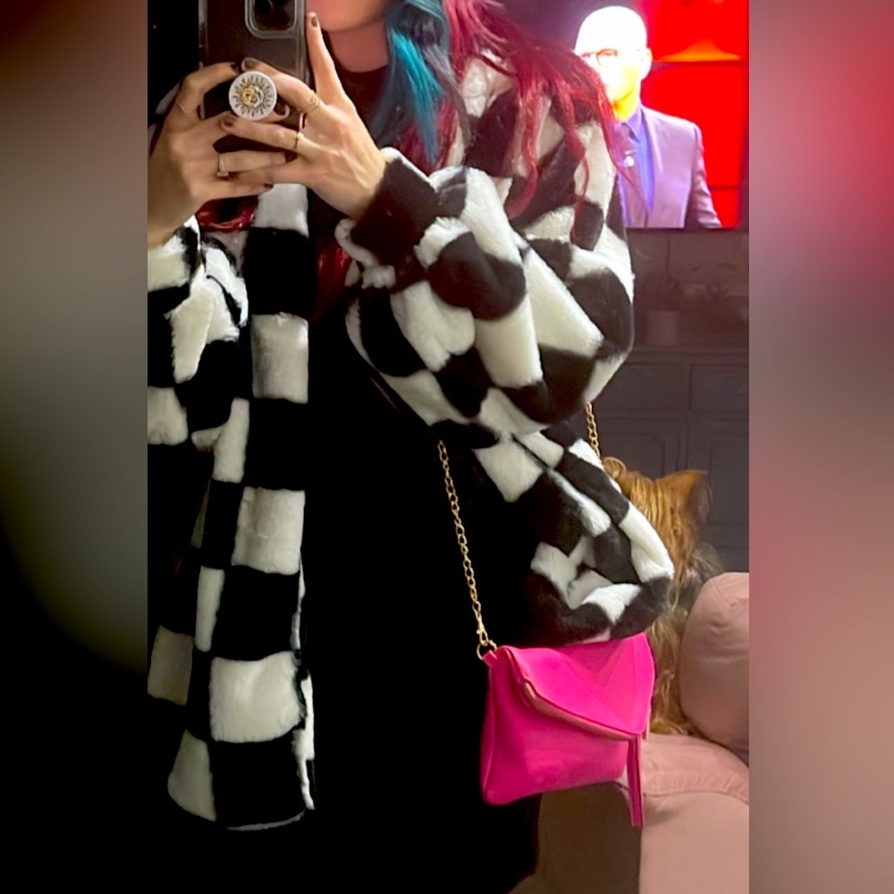 FUN night out jacket! Black and white checkered